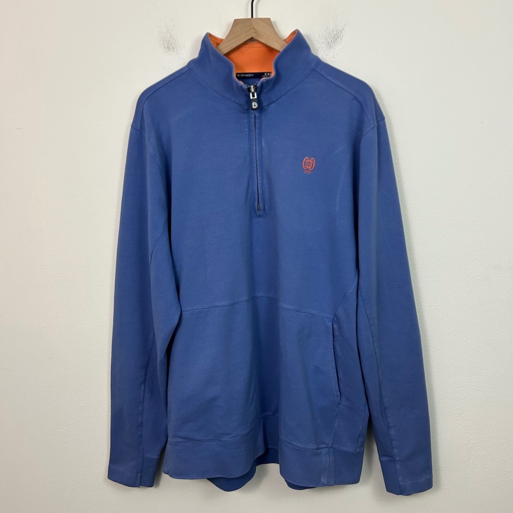B. Draddy Mens XXL Blue‎ Orange Quarter Zip French Terry Pullover Sweatshirt